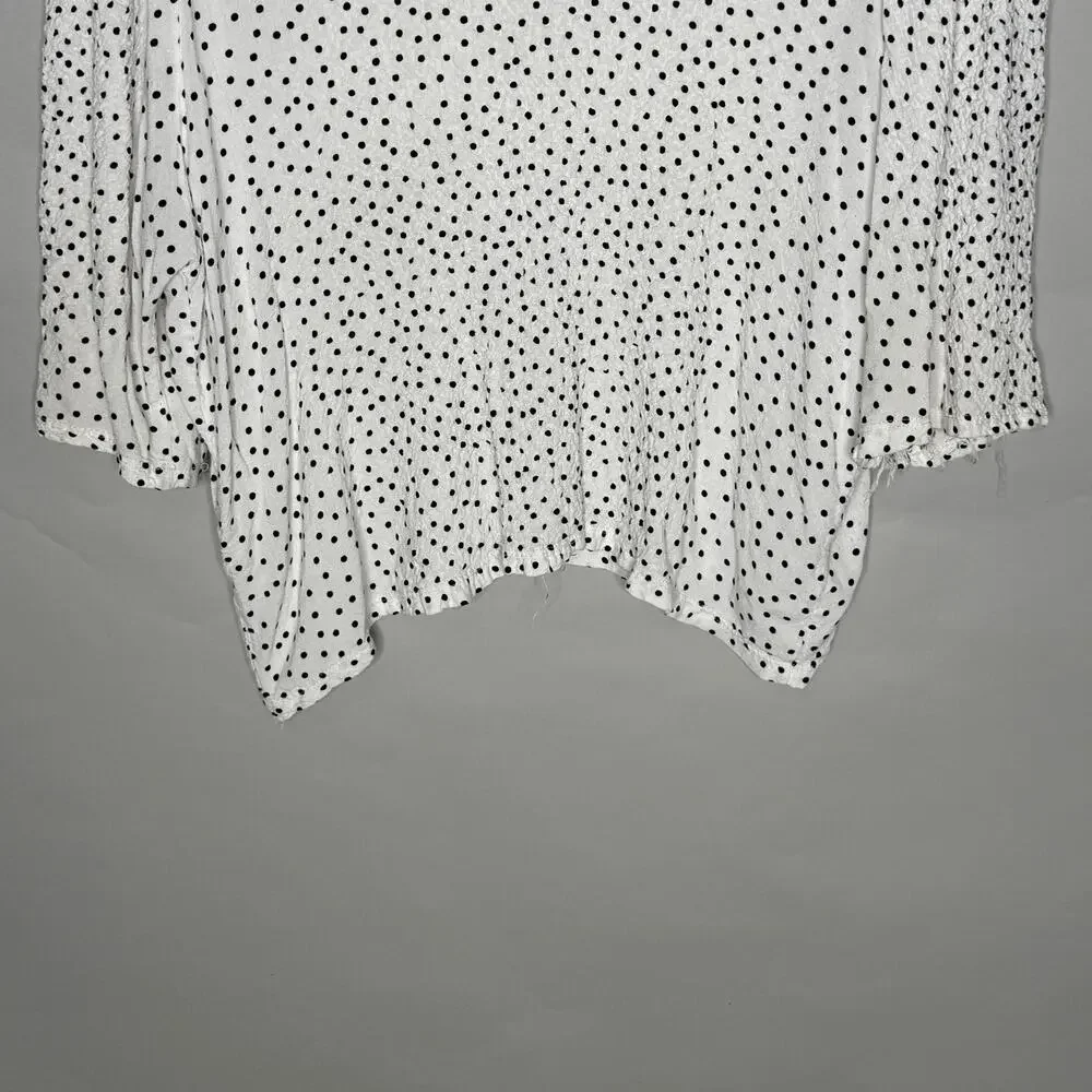 Zara M Womens Polka Dot Puff Sleeve Blouse Black White Classic Retro